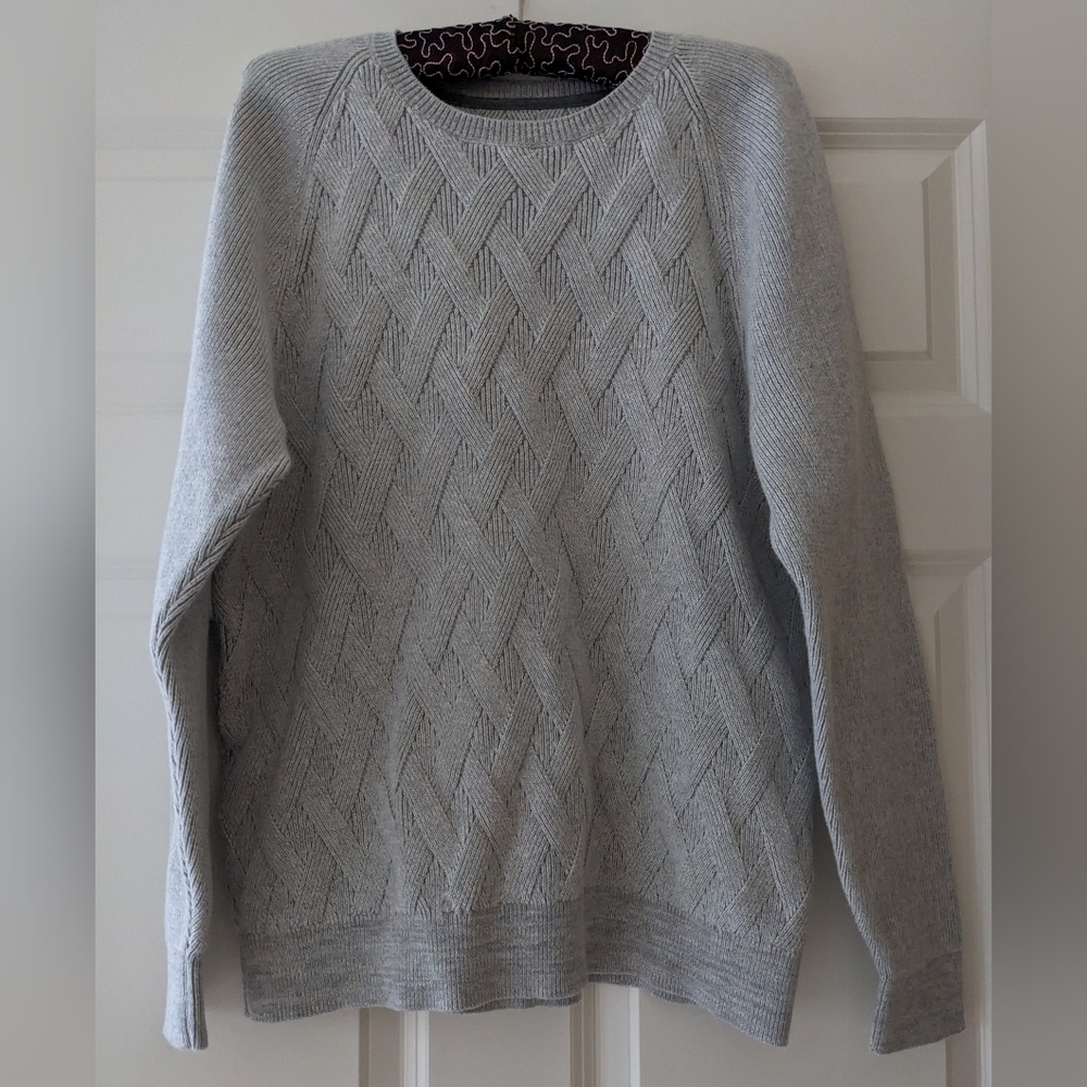 Tommy Bahama sweater Cotton gray basket weave textural pattern